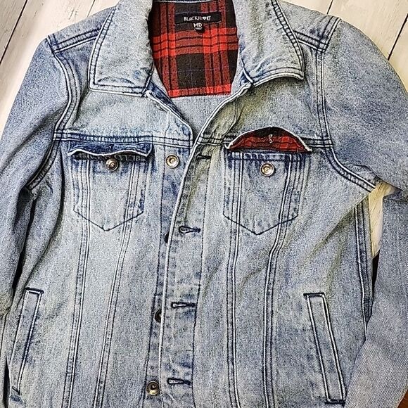 BlackHeart ACID WASH PLAID Partially LINED TRUCKER JACKET SIZE M - Picture 5 of 14